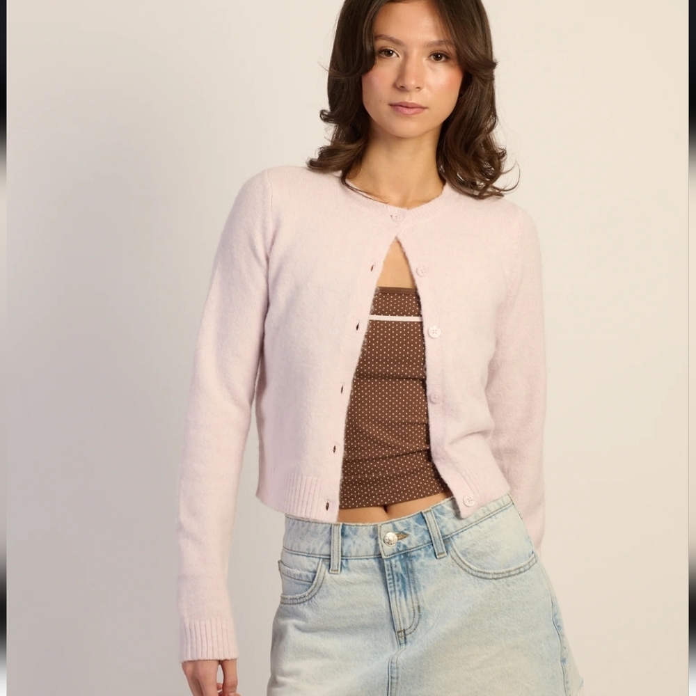 Harlow Collins Button Up Pink Cardigan - Size Small